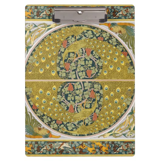 Porte-bloc Peacock Art Nouveau Style rond design complexe (Devant)