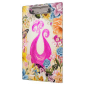 Porte-bloc Peacock Plum rose avec fleurs colorées (Gauche)