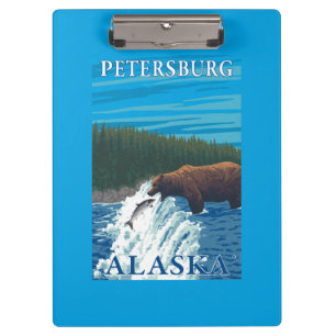 Porte-bloc Pêche d'ours en rivière - Pétersbourg, Alaska