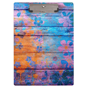 Porte-bloc Peinture à fleurs couleur art sur bois
