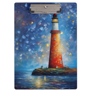 Porte-bloc Peinture de coucher de soleil sur l'océan du phare