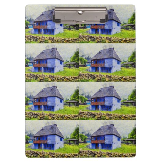 Porte-bloc Peinture de maison bleue (Devant)