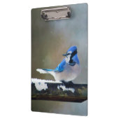 Porte-bloc Peinture Jay Bleu - Art Oiseau Original (Gauche)