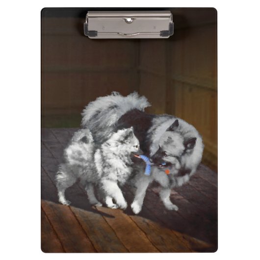 Porte-bloc Peinture Keeshond Playtime - Jolie art original ch (Devant)
