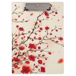 Porte-bloc Peinture orientale de style, fleur de prune au
