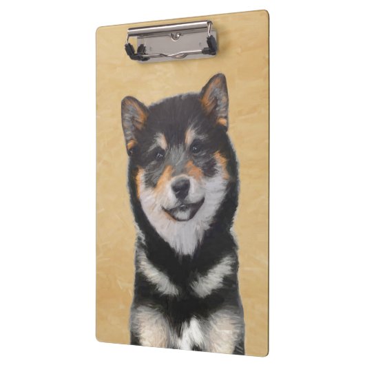 Porte-bloc Peinture Shiba Inu (Noir et Tan) - Art Chien (Gauche)