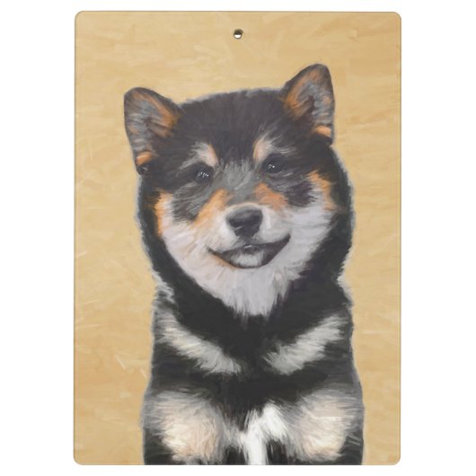 Porte-bloc Peinture Shiba Inu (Noir et Tan) - Art Chien (Dos)