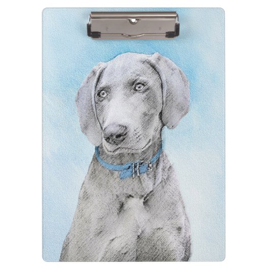 Porte-bloc Peinture Weimaraner - Joli art original chien (Devant)