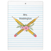 Porte-bloc Pencils Papier portable d'enseignant floral Grèves (Dos)