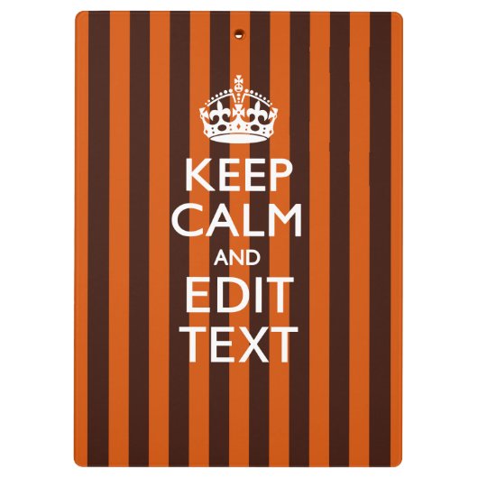 Porte-bloc Personalisé KEEP CALM Your Text on Orange Stripes (Dos)