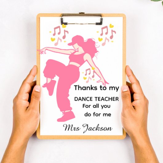 Porte-bloc Personalised Dance Teacher, teacher's appreciation