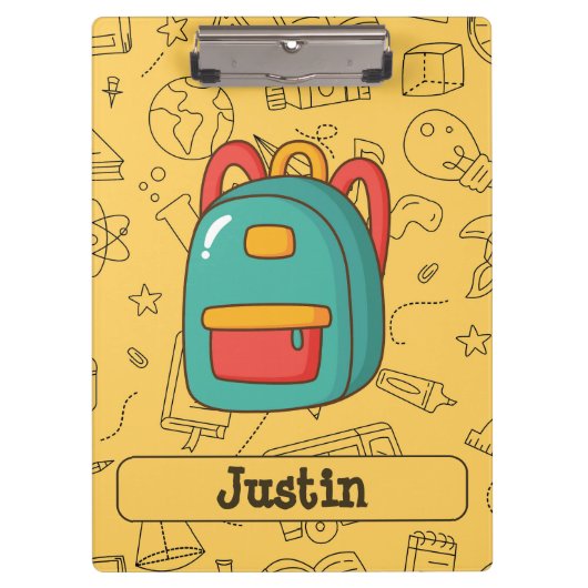 Porte-bloc Personalized Back to School Backpack & Doodles (Devant)