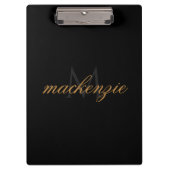Porte-bloc Personalized Black Clipboard with Name and Initial (Devant)