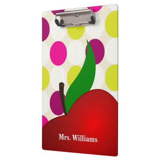 Porte-bloc Personalized Black Polka Dot Red Apple Teacher Cli (Gauche)
