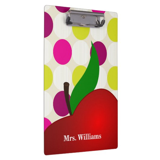 Porte-bloc Personalized Black Polka Dot Red Apple Teacher Cli (Swatch)