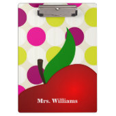 Porte-bloc Personalized Black Polka Dot Red Apple Teacher Cli (Devant)