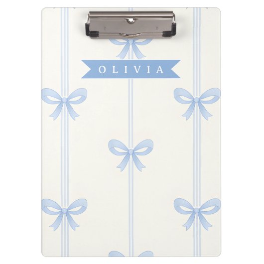 Porte-bloc Personalized Blue Bow Coquette Name Aesthetic (Devant)