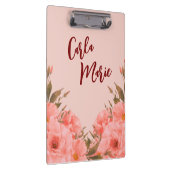 Porte-bloc Personalized Clipboard | Pink Floral Design (Swatch)