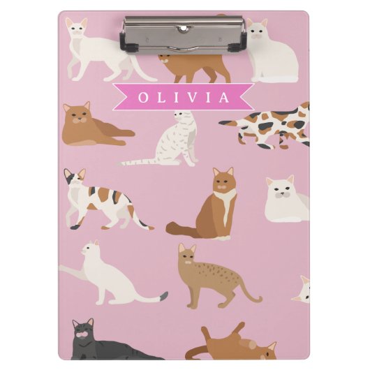 Porte-bloc Personalized Cute Pink Cat Pattern Gift Cat Lover (Devant)