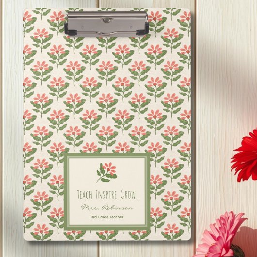 Porte-bloc Personalized Floral Teacher Clipboard
