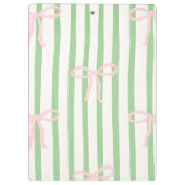 Porte-bloc Personalized Girly Coquette Green Stripe Bow (Dos)