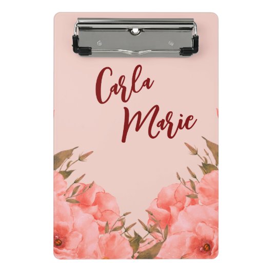Porte-bloc Personalized Mini Clipboard | Pink Floral Design (Devant)