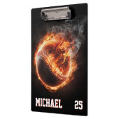 Porte-bloc Personalized Number and Name Baseball Ball on Fire (Gauche)