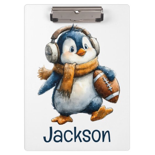 Porte-bloc Personalized Winter Penguin Football Kid (Devant)