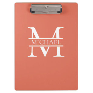 Porte-bloc Personnalisé Elegant Terracotta Monogramme et nom