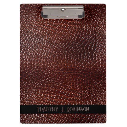 Porte-bloc Personnalisé Faux Cuir Brown Embossé (Devant)