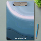 Porte-bloc Personnalisé Nom l Moderne Bleu Wavy Aquarelle Ble