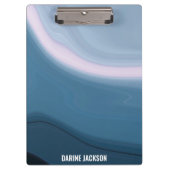 Porte-bloc Personnalisé Nom l Moderne Bleu Wavy Aquarelle Ble (Devant)