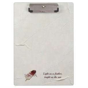 Porte-bloc personnalisé Plume rouge Monogramme Nom