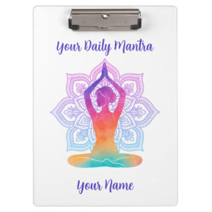 Porte-bloc personnalisé pour yoga avec nom et mant
