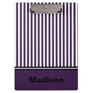 Porte-bloc personnalisé rayé violet et blanc