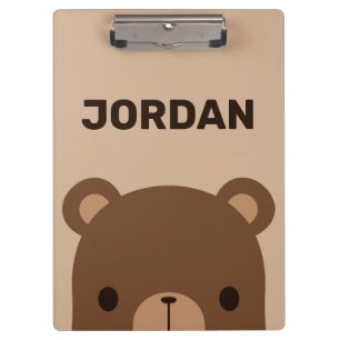 Porte-bloc Petit ours Brown mignon avec nom personnalisé