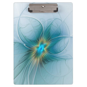 Porte-bloc Petite Beauté Moderne Fleur d'Art Fractal Bleu Or