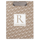 Porte-bloc Petites fleurs blanches motif et monogramme rustiq (Devant)