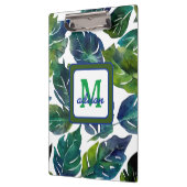 Porte-bloc Philodendron vert et bleu du feuillage Monogramme (Gauche)