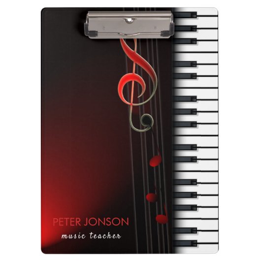 Porte-bloc Piano Abstrait et Clé rouge (Devant)