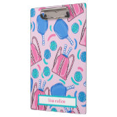 Porte-bloc Pickleball Paddle et Balls Rose Personnalisé (Gauche)