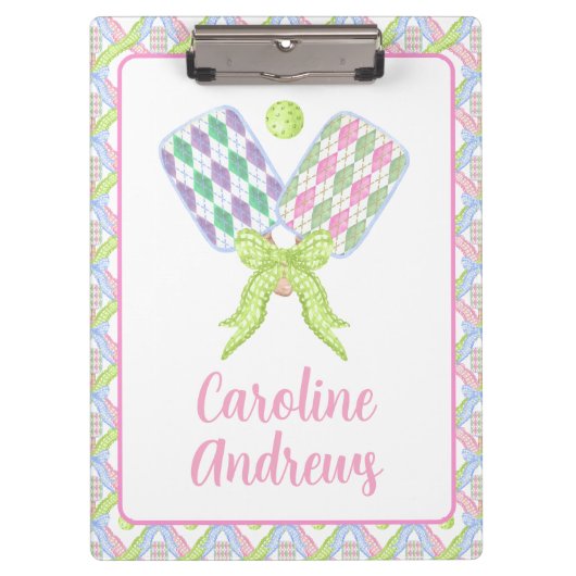 Porte-bloc Pickleball Paddles de Jacquard d'aquarelle Preppy (Devant)