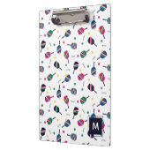 Porte-bloc Pickleball Personnalisé Monogramme Bleu Vert Rose (Gauche)