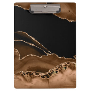 Porte-bloc Pierre contemporaine en agate marbrée marron faux