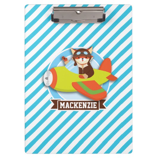 Porte-bloc Pilote Fox en avion vert et orange; Bleus (Devant)