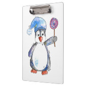 Porte-bloc Pingouin blanc mignon avec Lollipop (Gauche)