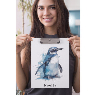 Porte-bloc Pingouin d'aquarelle Arctique, personnalisé