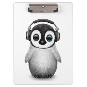 Porte-bloc Pingouin mignon personnalisable DJ de bébé avec