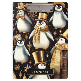 Porte-bloc Pingouin noir et doré