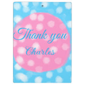 Porte-bloc Pink bleu ciel blanc pois merci ajouter nom (Dos)